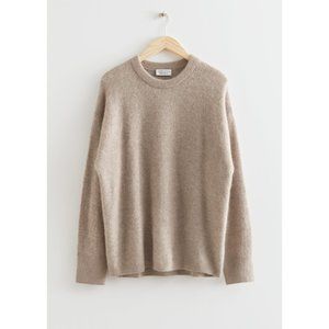 NWT Womens Size Medium & Other Stories Beige Alpaca Blend Oversized Knit Sweater